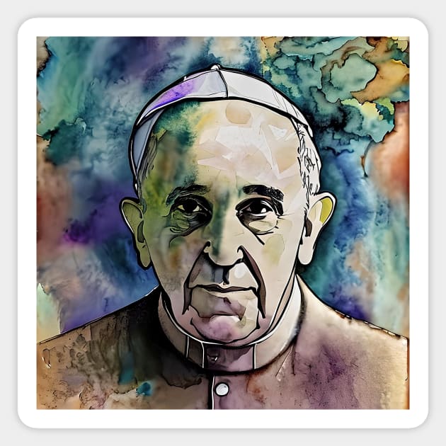 digital sketch of Pope Francis Sticker by bogfl